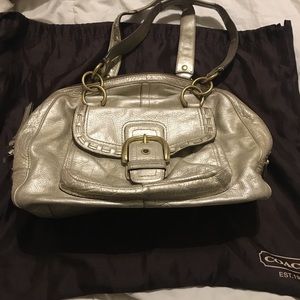 Gold leather Coach satchel